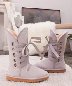 XH SMAIBULUN UGG™ | Ash Ribbon Lace-Up Faux Fur-Lined Suede Boots