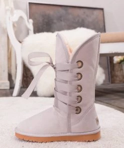 XH SMAIBULUN UGG™ | Ash Ribbon Lace-Up Faux Fur-Lined Suede Boots