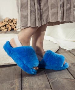 XH NEW ARRIVALS SMAIBULUN UGG™ | Fluffy Soft Wool Snug Slipper Sandals - Azure