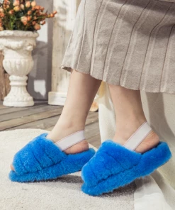 XH NEW ARRIVALS SMAIBULUN UGG™ | Fluffy Soft Wool Snug Slipper Sandals - Azure
