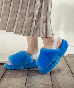 XH NEW ARRIVALS SMAIBULUN UGG™ | Fluffy Soft Wool Snug Slipper Sandals - Azure