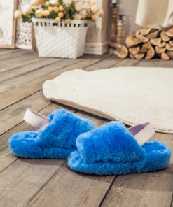 XH NEW ARRIVALS SMAIBULUN UGG™ | Fluffy Soft Wool Snug Slipper Sandals - Azure