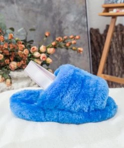 XH NEW ARRIVALS SMAIBULUN UGG™ | Fluffy Soft Wool Snug Slipper Sandals - Azure