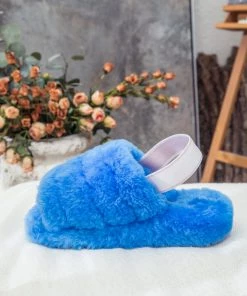XH NEW ARRIVALS SMAIBULUN UGG™ | Fluffy Soft Wool Snug Slipper Sandals - Azure