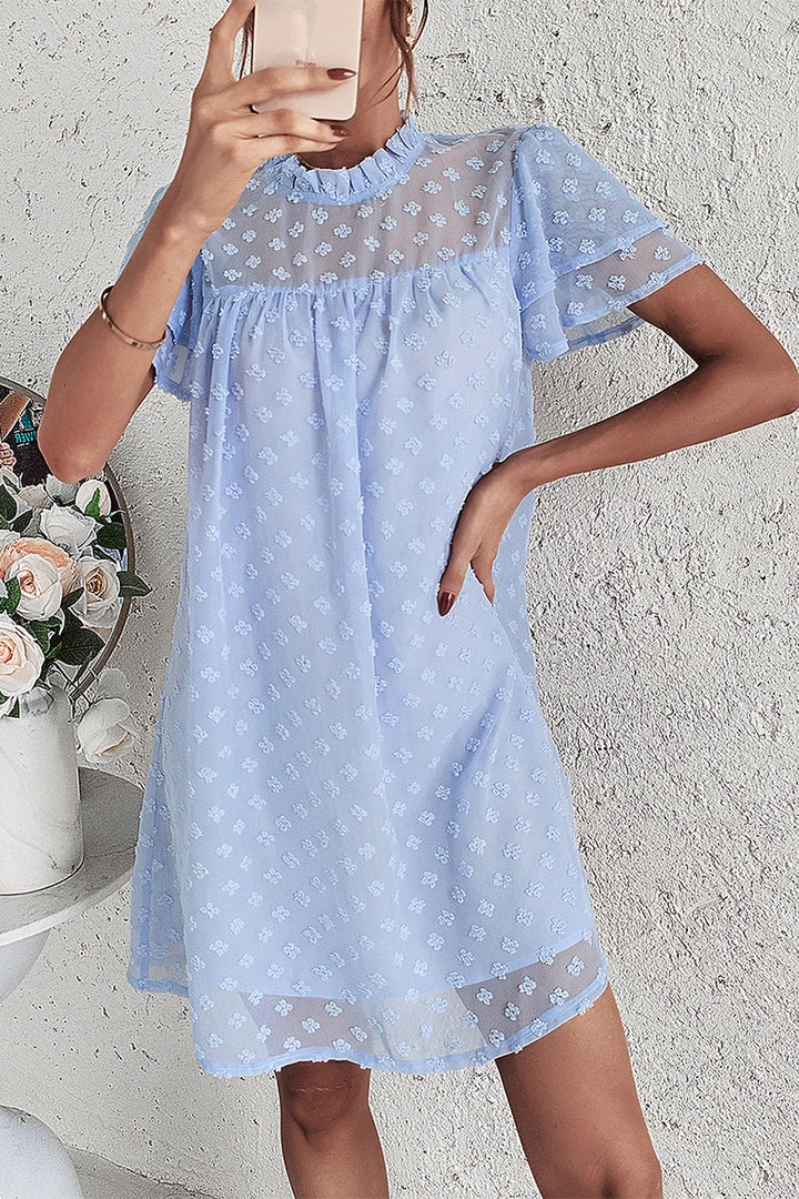DY NEW ARRIVALS LOIDA Swiss Dot Tunic Dress - Baby Blue 2 DY NEW ARRIVALS LOIDA Swiss Dot Tunic Dress - Baby Blue