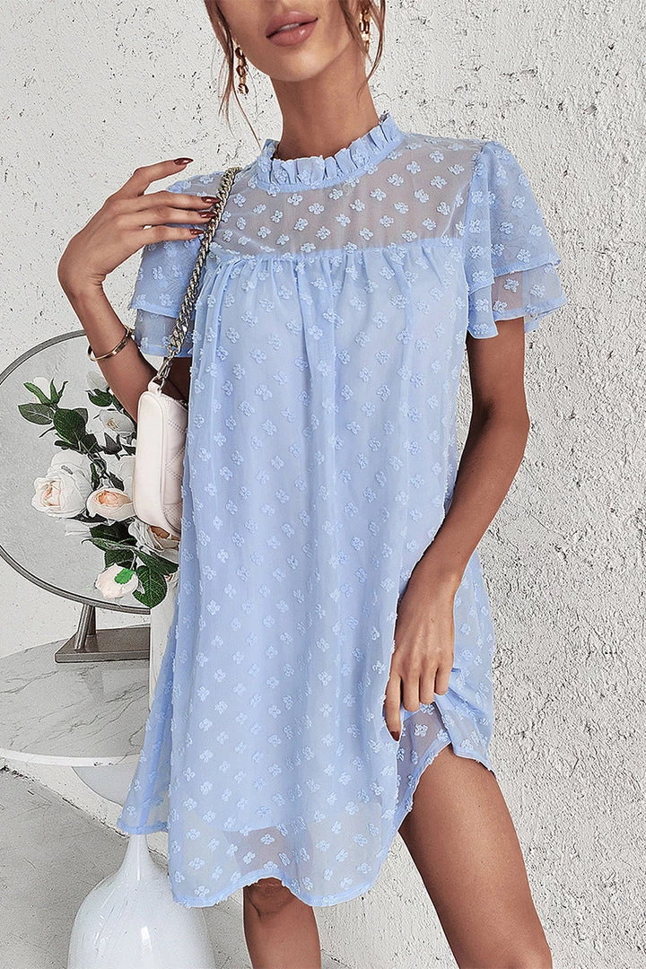 DY NEW ARRIVALS LOIDA Swiss Dot Tunic Dress - Baby Blue 3 DY NEW ARRIVALS LOIDA Swiss Dot Tunic Dress - Baby Blue