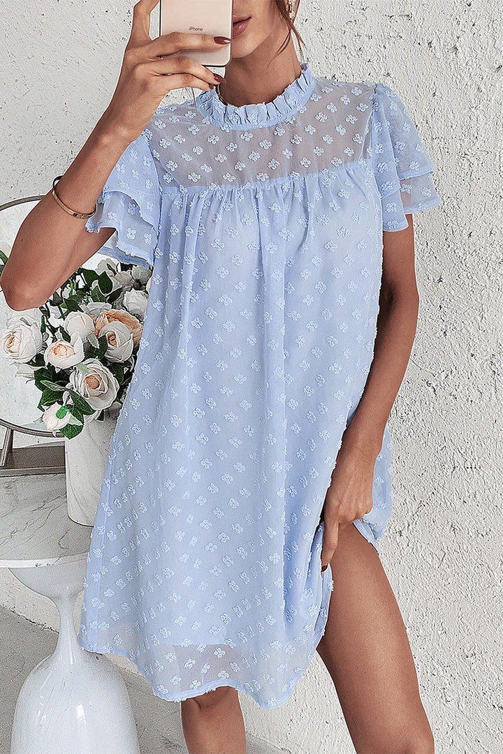 DY NEW ARRIVALS LOIDA Swiss Dot Tunic Dress - Baby Blue 4 DY NEW ARRIVALS LOIDA Swiss Dot Tunic Dress - Baby Blue