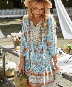 DY RINA BOHO DRESS - BABY BLUE NEW ARRIVALS