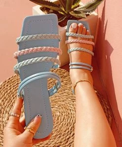 HT En Bloom | REVERE WOVEN SLIDES BABY BLUE NEW ARRIVALS