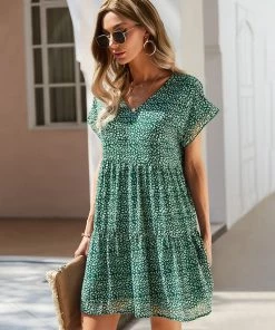 DY New In Clothing JASMYN DRESS - BASIL PRINT 10 DY New In Clothing JASMYN DRESS - BASIL PRINT