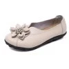 ATC Floral-Accent Round Toe Leather Flats Pumps - MAMA LOVE