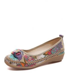 KLHX Shop Sandals Ring And Trap Head Floral Canvas Sip On Flats - Cactus Rose