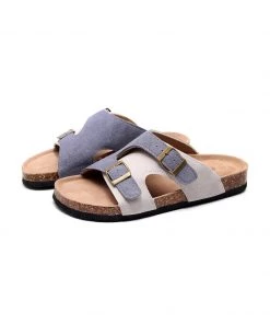 GLF Maibulun | Beige Grey Criss Cross Wrap Suede Sandals
