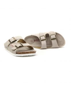 GLF Maibulun | Beige Double-Buckle Wide-Strap Suede Genuine Leather Sandals New In Shoes