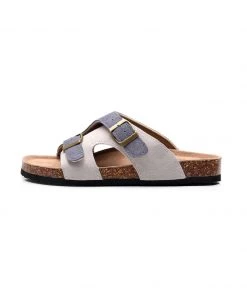 GLF Maibulun | Beige Grey Criss Cross Wrap Suede Sandals