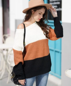 MY New In Clothing Smaibulun Doll | EVELINA Beige Brown Black Tri-Stripe Color Knit Pullover