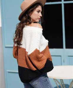 MY New In Clothing Smaibulun Doll | EVELINA Beige Brown Black Tri-Stripe Color Knit Pullover