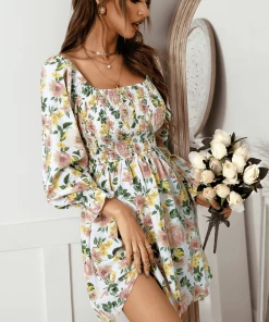 DY NEW ARRIVALS MORA MINI DRESS - BEIGE FLORAL