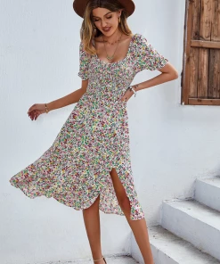 DY EFFRONTE MIDI DRESS - BEIGE PRINT New In Clothing