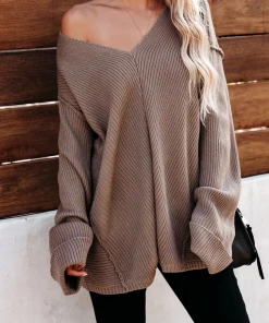 MY Smaibulun | MACHE Low V-Neck Oversize Sleeve Knit Top - Beige New In Clothing