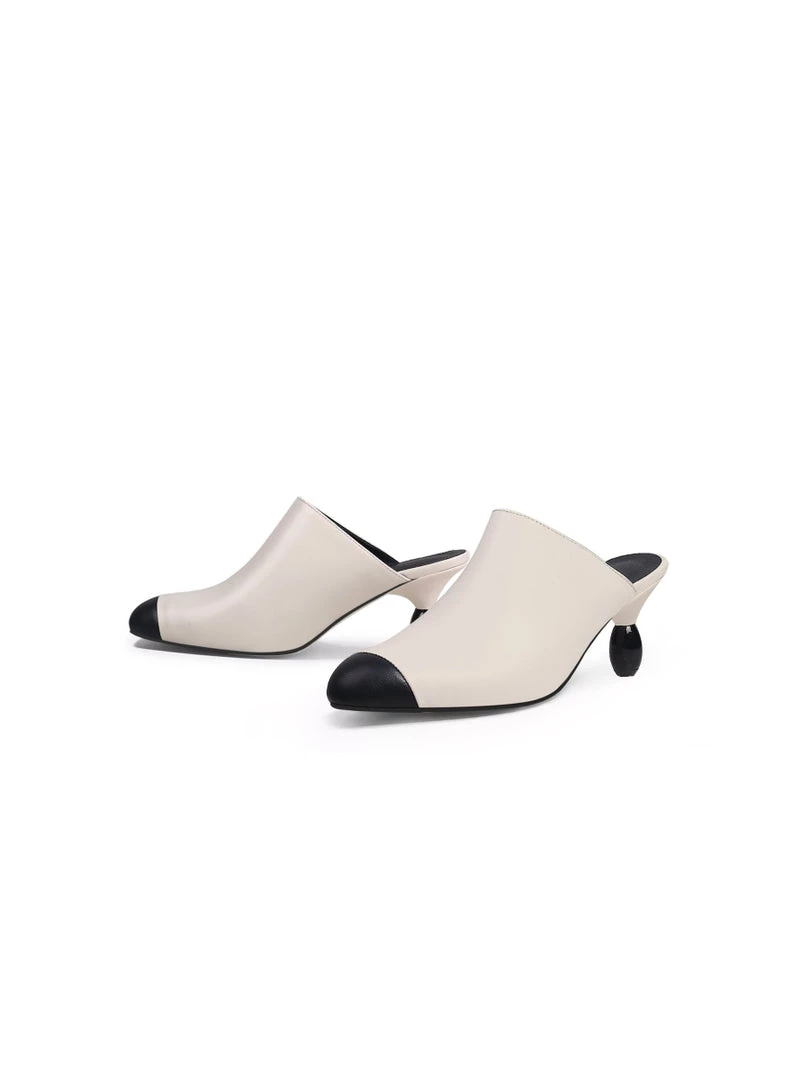 Jady Rose JadyRose | Bead Heel Black Toe Slice Mule 6 Jady Rose JadyRose | Bead Heel Black Toe Slice Mule