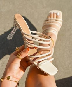 HT En Bloom | Apricot Strap Crystal Kitten Heel Sandals New In Shoes