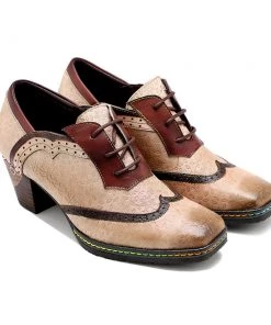 New In Shoes SOFFIA | Genuine Leather Inspired Floral Embossed Adele Mid Heel Oxford Shoes - Beige 10 New In Shoes SOFFIA | Genuine Leather Inspired Floral Embossed Adele Mid Heel Oxford Shoes - Beige