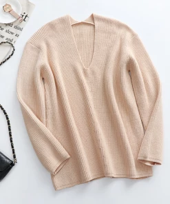 MY Smaibulun | Beige Marjorie V-neck Knit Sweater New In Clothing