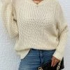 MY Smaibulun | LECIA Beige Crew Neck Knit Top