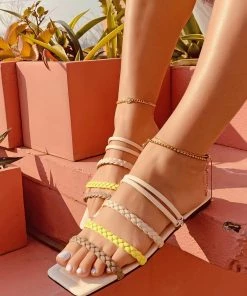 HT New In Shoes En Bloom | REVERE WOVEN SLIDES BEIGE