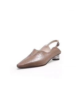 Jady Rose JadyRose | Genuine Leather Owen Powder Back Strap Detail Pointed Toe Heeled Pump S/S 2022