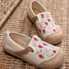 TC New In Shoes Cactus Rose | Berry Blossom Embroidered Linen Round Toe Espadrilles - Beiged