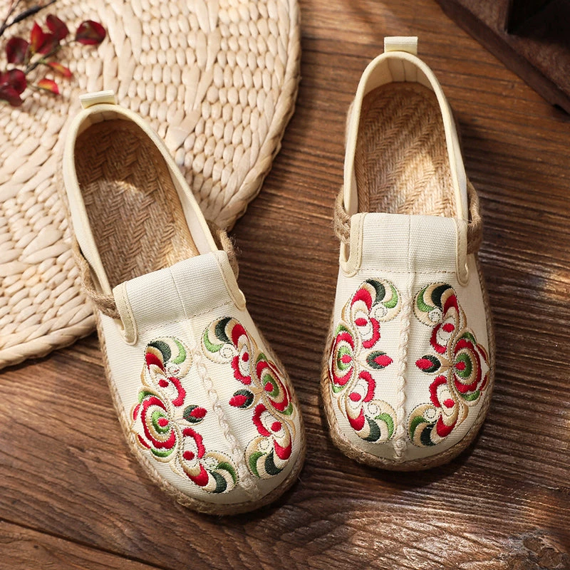 TC Shop Sandals Totem Abstract Embroidered Round Toe Espadrilles Loafers- Cactus Rose 1 TC Shop Sandals Totem Abstract Embroidered Round Toe Espadrilles Loafers- Cactus Rose