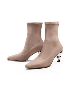 Jady Rose NEW ARRIVALS JadyRose | Aladdin Lamp Heel Stretch Upper Sock Boot - Beige