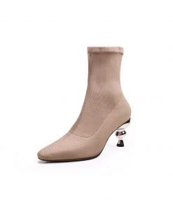 Jady Rose NEW ARRIVALS JadyRose | Aladdin Lamp Heel Stretch Upper Sock Boot - Beige