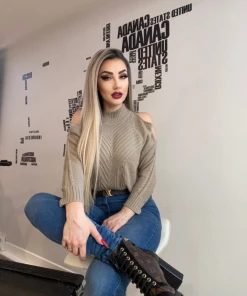 MY Smaibulun Doll | Beige Shoulder Cut-Out Knit Sweater NEW ARRIVALS