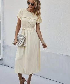DY IOLANA Midi Dress - Beige NEW ARRIVALS