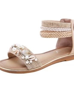 Shell & Conch Braided Ankle-Strap Sandal - SIKETU New In Shoes
