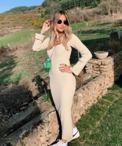 MY Smaibulun Doll | JODENE Beige Midi Length Knit Dress New In Clothing