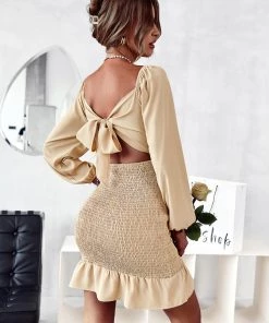DY CALEIGH MINI DRESS - BEIGE NEW ARRIVALS