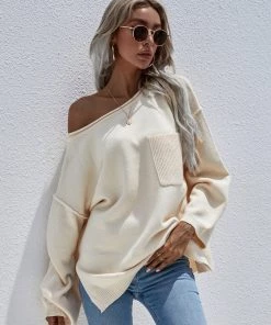 MY Smaibulun | DORETTA Beige Oversized Front Pocket Knit Sweater New In Clothing