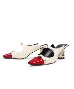 Jady Rose JadyRose | Bar-Accent Golden Mid Heel Leather Mules Loafer - Beige NEW ARRIVALS 20 Jady Rose JadyRose | Bar-Accent Golden Mid Heel Leather Mules Loafer - Beige NEW ARRIVALS