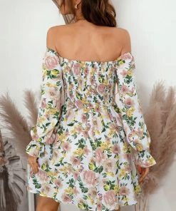 DY NEW ARRIVALS MORA MINI DRESS - BEIGE FLORAL