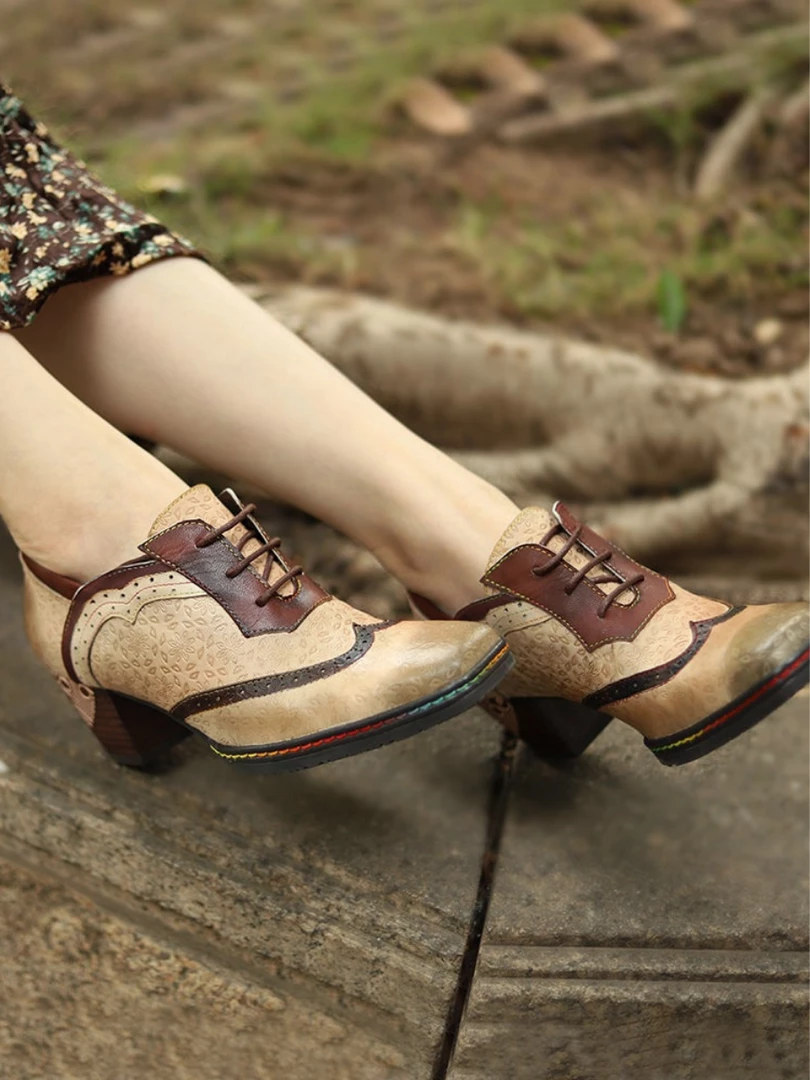 SOFFIA | Genuine Leather Floral Embossed Adele Low Heel Oxford Shoes New In Shoes 2 SOFFIA | Genuine Leather Floral Embossed Adele Low Heel Oxford Shoes New In Shoes