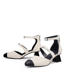 Jady Rose JadyRose | Genuine Leather Block Color Equilateral Trapezoid Heeled Sandals Mary Jane Shoes - Beige New In Shoes 7 Jady Rose JadyRose | Genuine Leather Block Color Equilateral Trapezoid Heeled Sandals Mary Jane Shoes - Beige New In Shoes