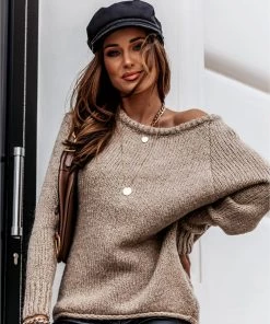 MY Smaibulun | CHESTERFIELD Beige Oversized Collar Knit Sweater