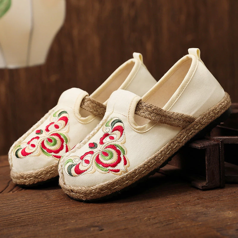 TC Shop Sandals Totem Abstract Embroidered Round Toe Espadrilles Loafers- Cactus Rose 2 TC Shop Sandals Totem Abstract Embroidered Round Toe Espadrilles Loafers- Cactus Rose