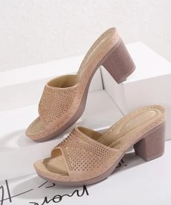 Rhinestone-Accent Block Heel Sandals - SIKETU S/S 2022