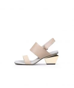 Jady Rose New In Shoes JadyRose | CASEY Geometry Heels Leather Beige Slingback Sandals