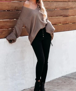 MY Smaibulun | MACHE Low V-Neck Oversize Sleeve Knit Top - Beige New In Clothing 8 MY Smaibulun | MACHE Low V-Neck Oversize Sleeve Knit Top - Beige New In Clothing